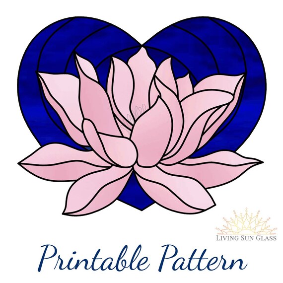 Lotus Flower Stained Glass Pattern Digital Download PDF | Etsy