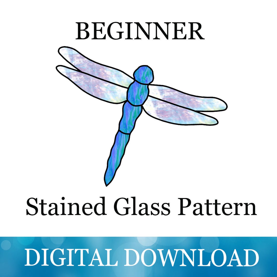 Beginner Stained Glass Pattern Dragonfly Suncatcher Pattern Etsy