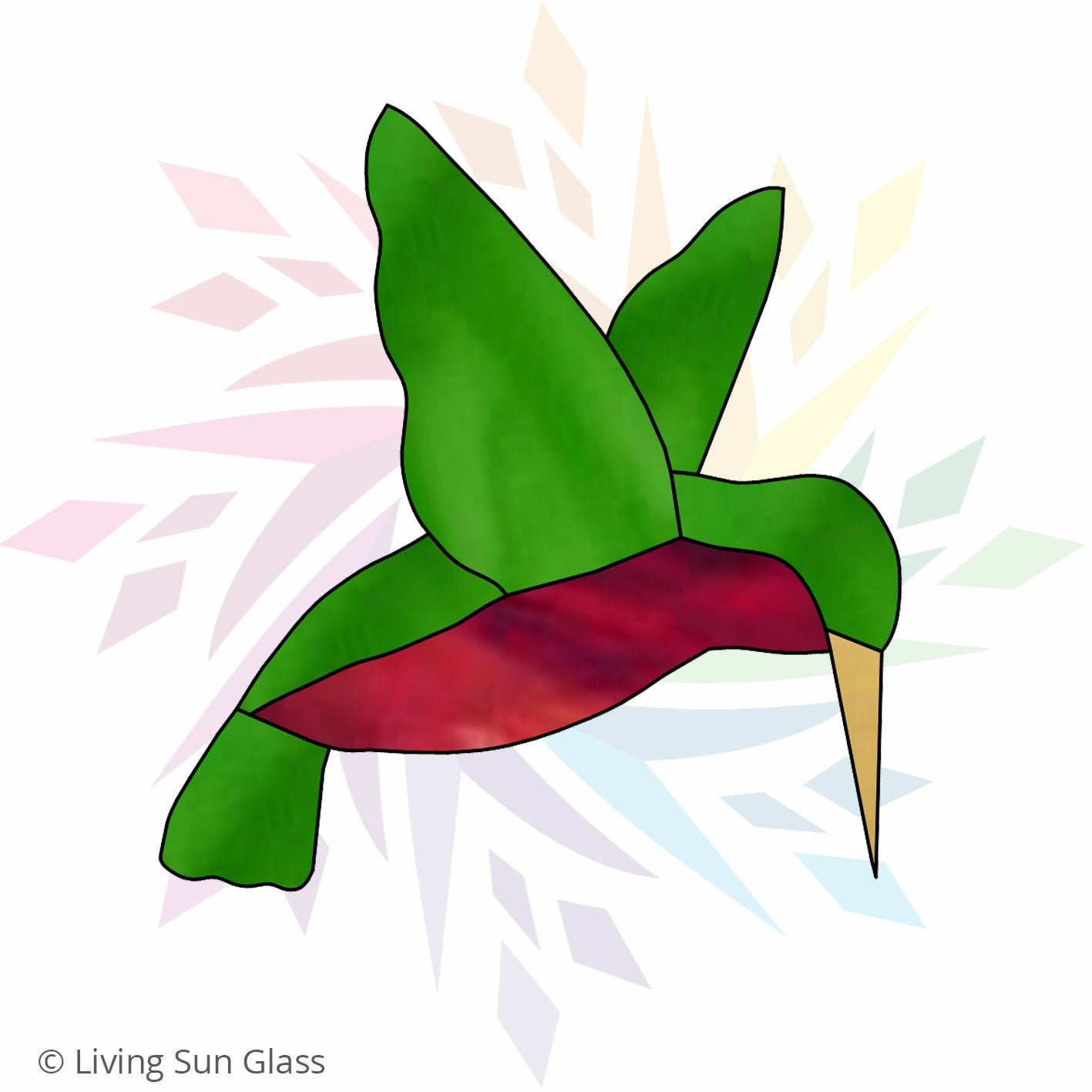 Hummingbird Stained Glass Pattern Hummingbird Suncatcher Etsy