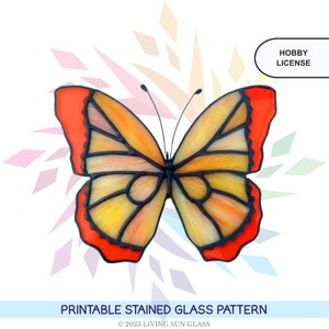 Butterfly Stained Glass Pattern - Printable Digital Download PDF - Beginner Stained Glass Pattern