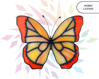 Butterfly Stained Glass Pattern - Printable Digital Download PDF - Beginner Stained Glass Pattern
