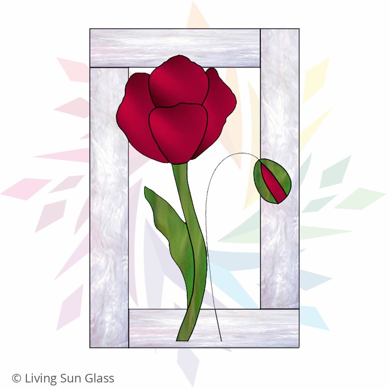 Stained Glass Pattern Poppy Suncatcher Easy Stained Glass Etsy Canada