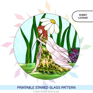 Stained Glass Fairy Digital Download Printable Pattern Stained Glass Panel Fairy Garden