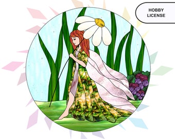 Stained Glass Fairy Digital Download Printable Pattern Stained Glass Panel Fairy Garden