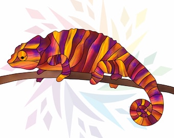 Chameleon Suncatcher Design - Stained Glass Pattern