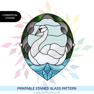 Swan Stained Glass Pattern - Digital Pattern Download - Commercial License