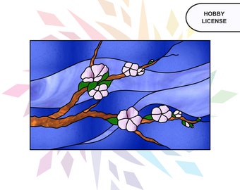 Cherry Blossoms Stained Glass Panel Pattern