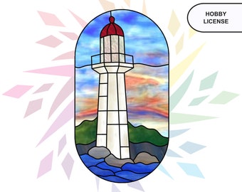 Lighthouse Suncatcher Stained Glass Pattern - Digital Pattern Download - Hobby License