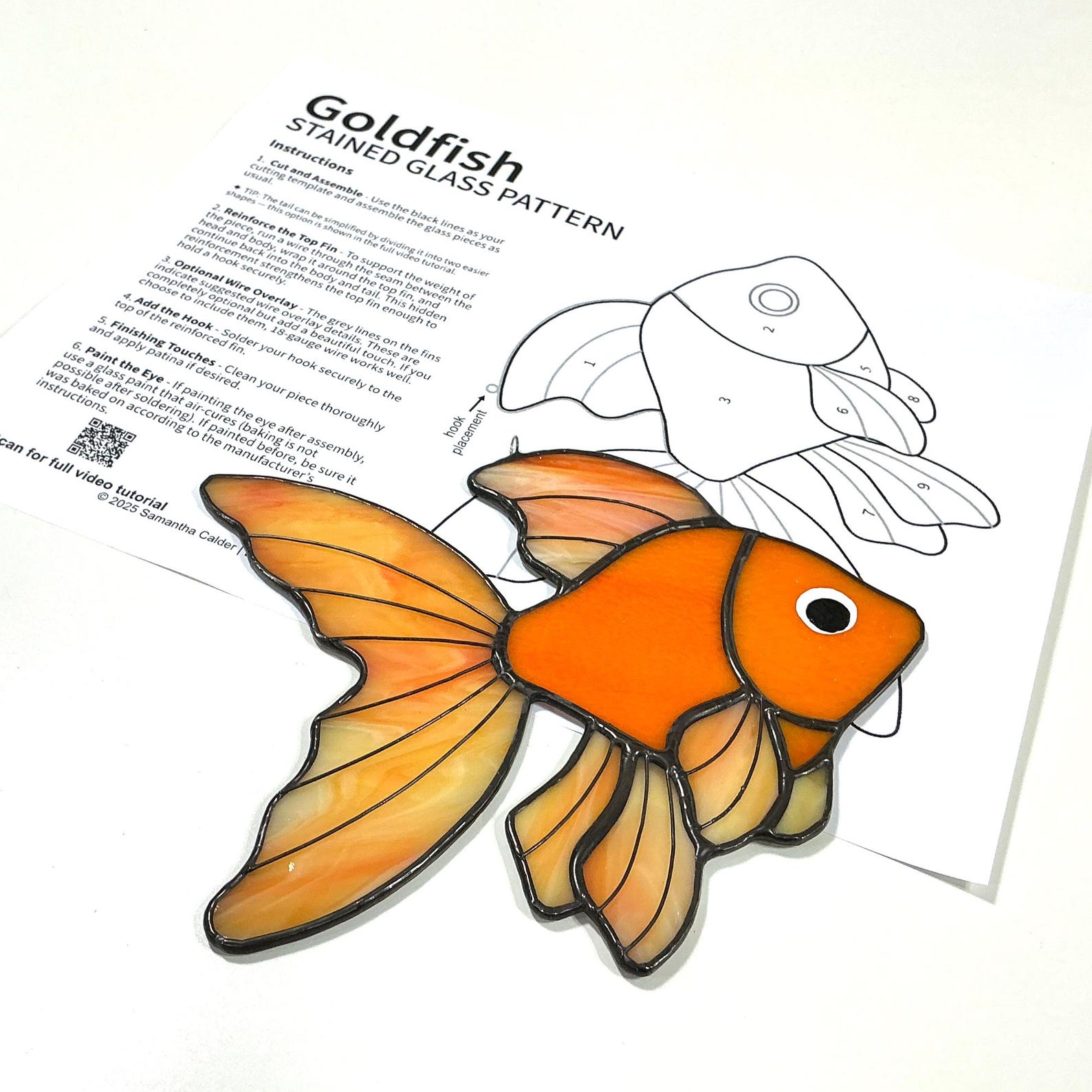 Stained Glass Goldfish Pattern – Beginner Suncatcher With Wire Overlay ...