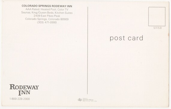 Colorado Springs Rodeway Inn Motel Colorado Springs Colorado Color Postcard - 