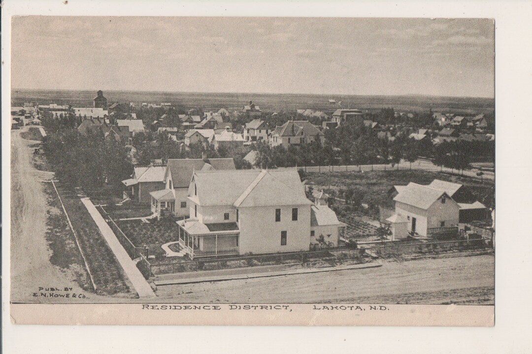 Lakota North Dakota Residence District Bird's Eye View Photo Postcard