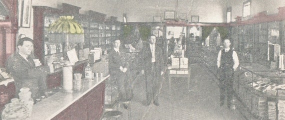 1914 Interior Of Hesterly Drug Store Prescott Arkansas Photo Postcard