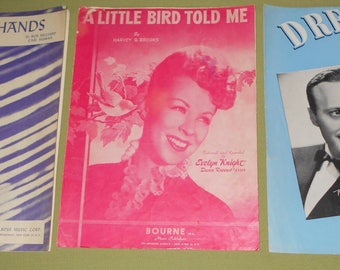 1945 1948 1949 Sheet Music - 3 Pieces ~ Careless Hands ~ Little Bird Told Me ~ Dream