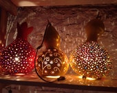 Unique Handmade Pumpkin Lamp Shade, Carved, Painted Varnished w unique decor, wedding gift, garden party, pool party, Valentine 39 s gift