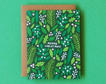 Mistletoe and Holly - Holiday Greeting Card