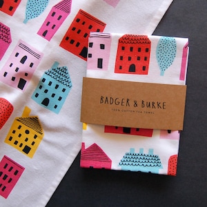 Little Houses Tea Towel