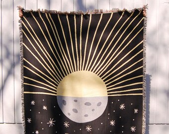 Sun and Moon Woven Throw Blanket