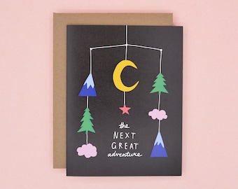 The Next Great Adventure Mobile - New Baby Greeting Card