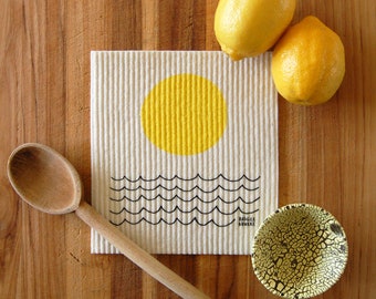 Sun and Waves Sponge Cloth