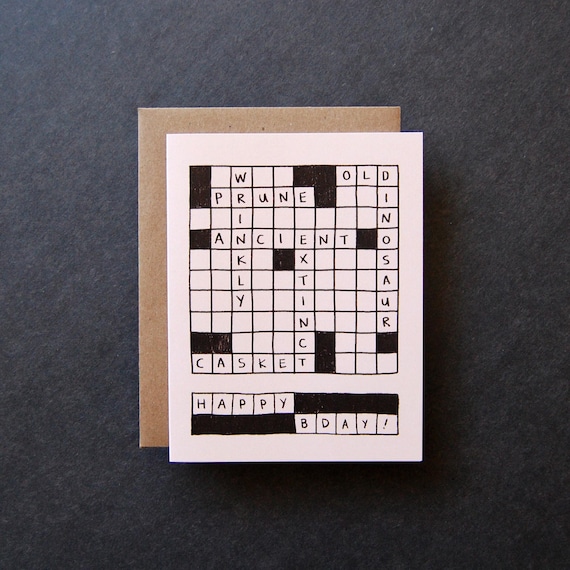 Crossword birthday - birthday card - etsy