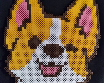 Giant Winking Corgi Dog cute perler beads pixel art bead sprite kandi kawaii decor gift