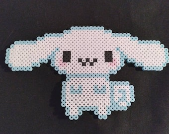 White kawaii dog character pixel art bead sprite kandi decor cute gift