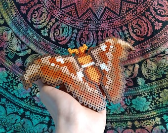 Cute brown moth perler pixel art bead sprite kandi craft garden decor