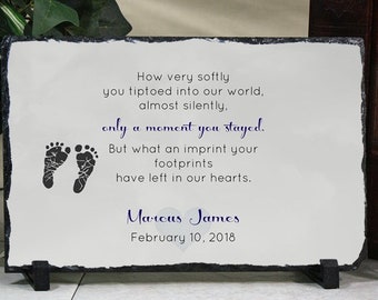 Child Loss Infant Loss Memorial, Custom Baby Memorial, Personalized Baby Memorial Stone Plaque, Imprint Your Footprints Left In Our Hearts