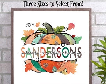 Personalized Thankful Grateful Blessed Sign, Personalized Blessed Family Pumpkin Pallet Sign, Personalized Fall Rustic Family Sign