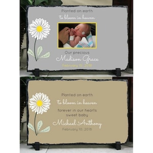 Child Loss, Infant Loss Memorial, Custom Baby Memorial, Personalized Baby Memorial Stone Plaque, Bloom In Heaven