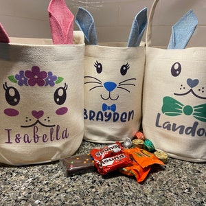 Personalized Easter Basket, Personalized Easter Bunny Basket, Custom Bunny Ears Easter Basket