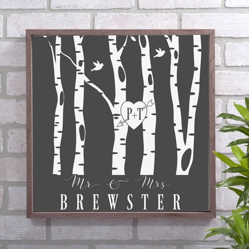 Personalized Birch Trees Pallet, Mr & Mrs Personalized Sign, Trees Personalized Pallet Sign, Personalized Rustic Couple's Wall Art image 1