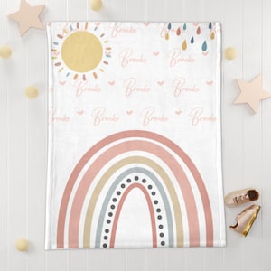 Personalized Boho Rainbow Toddler Blanket, Personalized Rainbow Minky Baby Blanket, Personalized Boho Rainbow Child Blanket