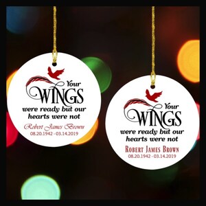 Personalized Memorial Christmas Ornament, Memorial Ornament, Custom Memorial Ornament, Wings Memorial Ornament, Memorial Christmas Ornament