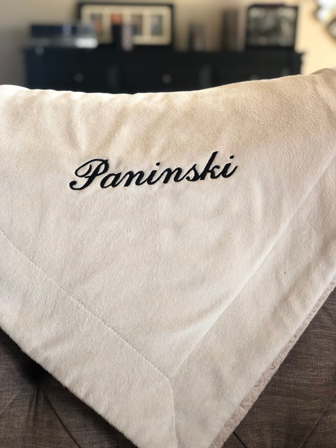Personalized Sherpa Blanket, Embroidered Sherpa Blanket, Custom Name