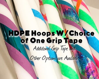 Natural HDPE Hula Hoop, Your Choice of Grip Tape, 5/8" or 3/4", Collapsible