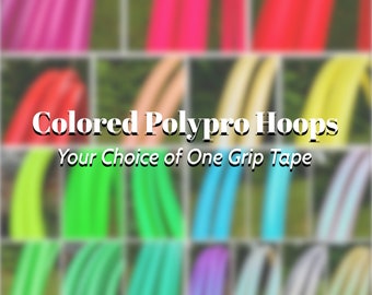 Colored Polypro Hula Hoop, Your Choice of One Grip Tape, 5/8" & 3/4", Push Button Collapsible