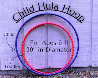 Custom Child Hula Hoop / Choose 2 Colors / 30" In Diameter / Ages 6-10 / Option to Personalize with Name / Kid Hula Hoop