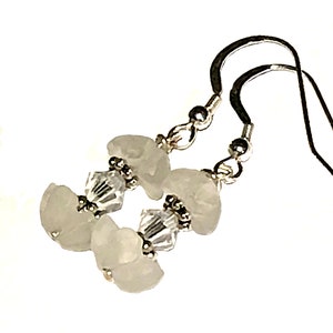 Crystal flower earrings; Thumbelina Princess earrings; Cute artisan small earrings; Natural quartz & Swarovski earrings; Sterling silver;