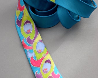 Skinny Peacock Tie , peacock skinny tie, skinny groom tie