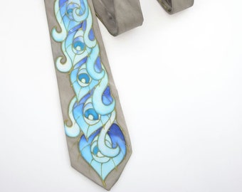 Peacock feathers groom tie, blue feathers peacock tie