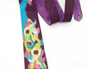 Purple Peacock Feathers Necktie