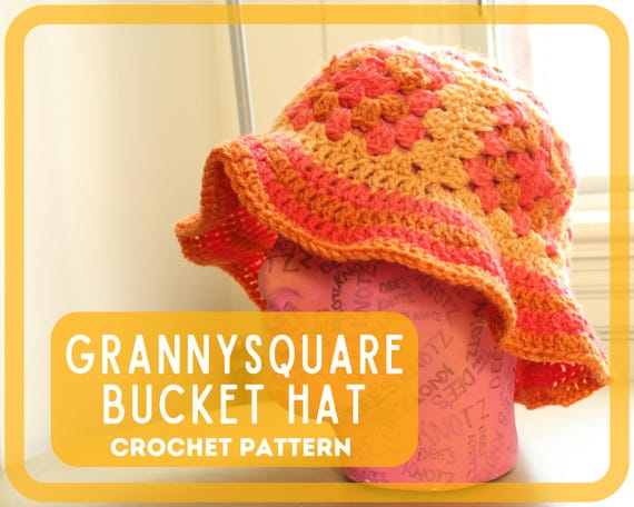 Grannysquare Bucket Hat Crochet Pattern