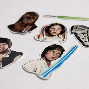 Star Wars episode 4/5/6 themed handmade stickers pack Rebel Alliance collectible, Luke skywalker Han solo Princess Leia Chewbacca Falcon image 3