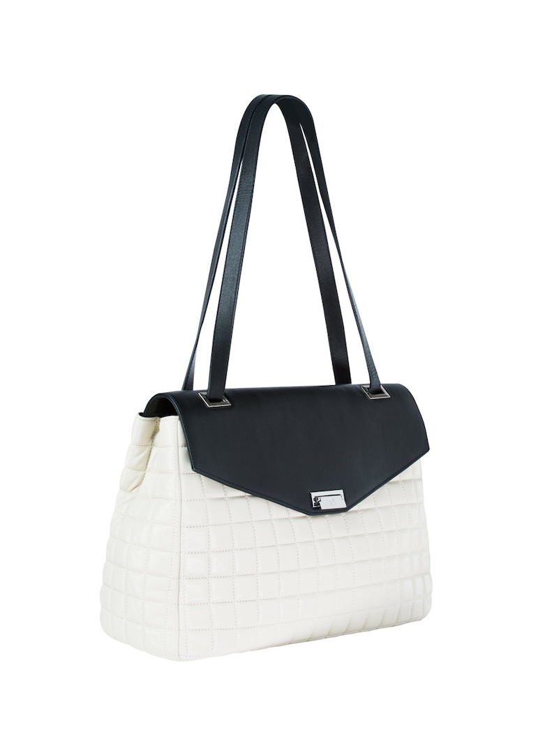 Womens Ladies Leather Work Bag Attache Briefcase W Handquilted Etsy