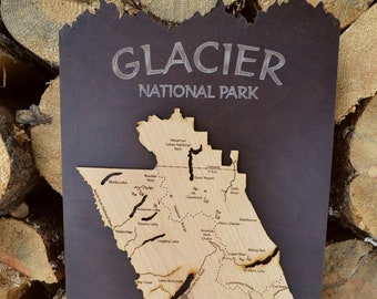 Glacier National Park Wood Map