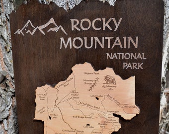 Rocky Mountain National Park Wood Map