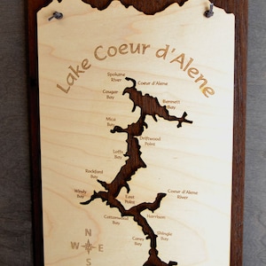 Lake Coeur d&#39;Alene Wood Map
