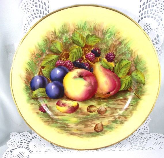 Aynsley, Fruit Orchard Signed Large Plate, Bone English China Made