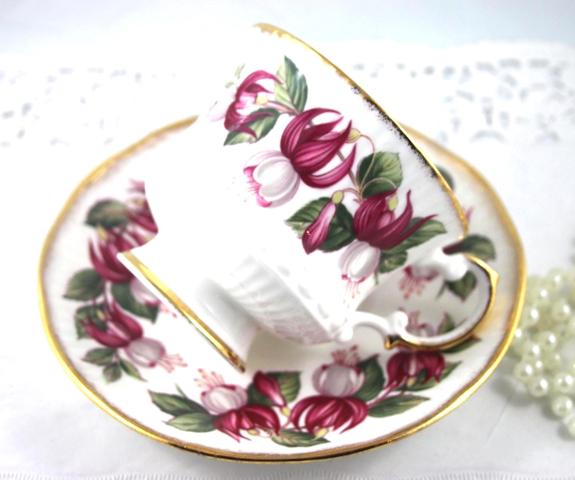 Vintage Elizabethan Bone China Cup and Saucer, Floral, Gold Rim